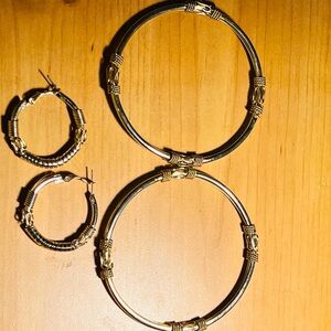 Gold hoop earring and bangle set